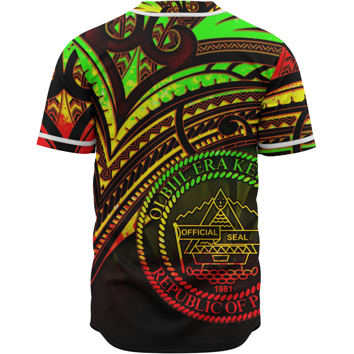Palau Baseball Shirt - Reggae Color Cross Style - Polynesian Pride