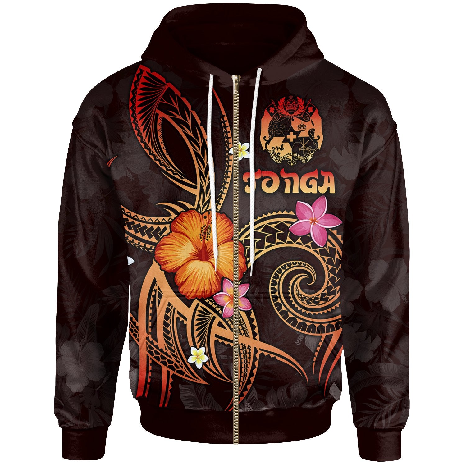 Tonga Polynesian Zip up Hoodie Legend of Tonga (Red) Unisex Red - Polynesian Pride