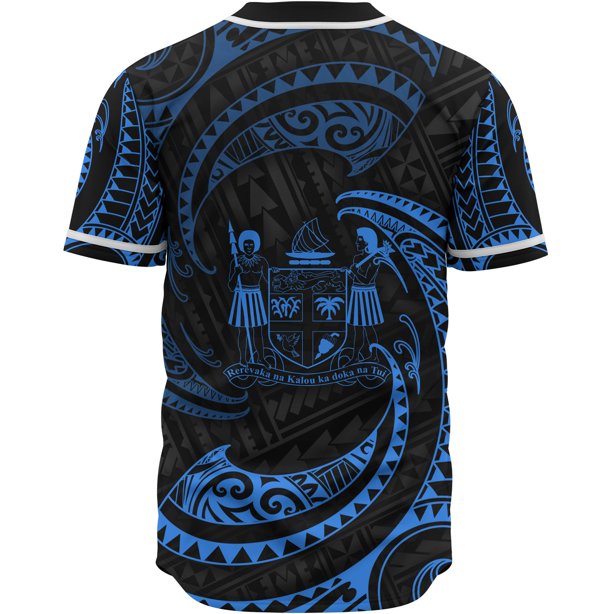 Fiji Polynesian Baseball Shirt - Blue Tribal Wave - Polynesian Pride