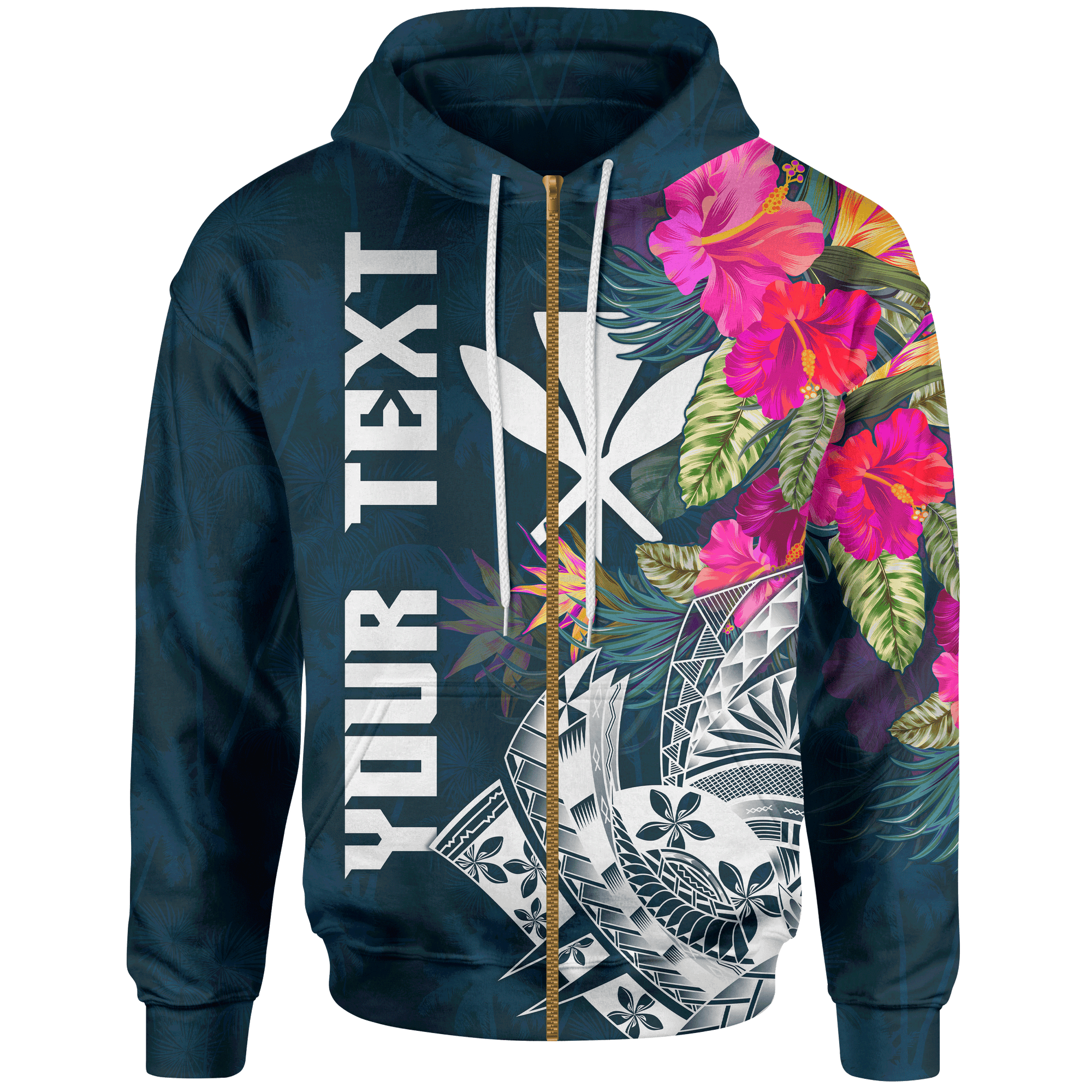 Polynesian Hawaii Custom Zip up Hoodie Summer Vibes Unisex Blue - Polynesian Pride