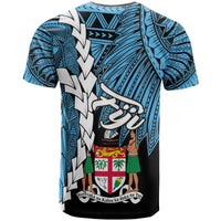 Fiji Polynesian T Shirt Tribal Wave Tattoo Flag Style - Polynesian Pride