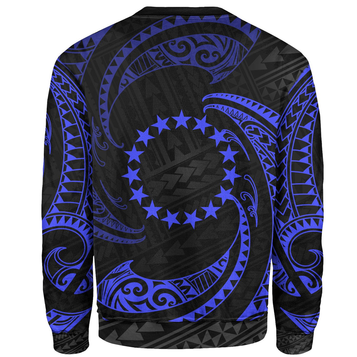 Cook Islands Polynesian Sweater - Blue Tribal Wave - Polynesian Pride