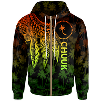 Chuuk Zip up Hoodie Polynesian Wings (Reggae) Unisex Reggae - Polynesian Pride