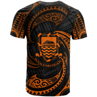 Tuvalu Polynesian All Over T Shirt Orange Tribal Wave - Polynesian Pride