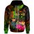 Fiji Polynesian Zip up Hoodie Hibiscus and Banana Leaves Unisex Reggae - Polynesian Pride