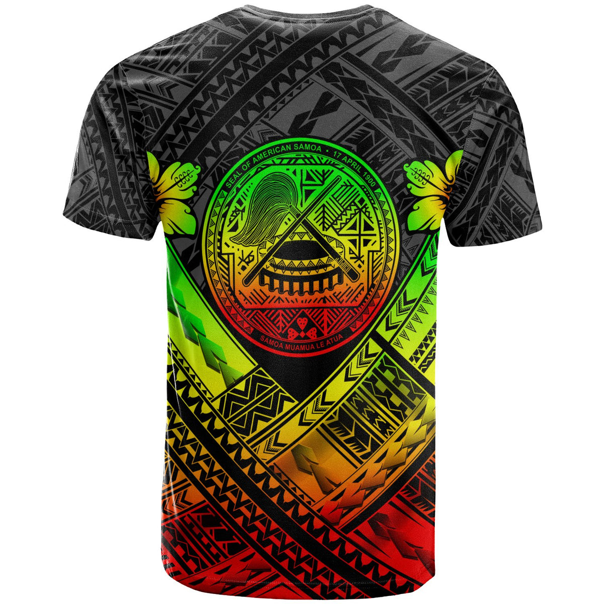 American Samoa T Shirt AS Reggae Seal Polynesian Patterns - Polynesian Pride