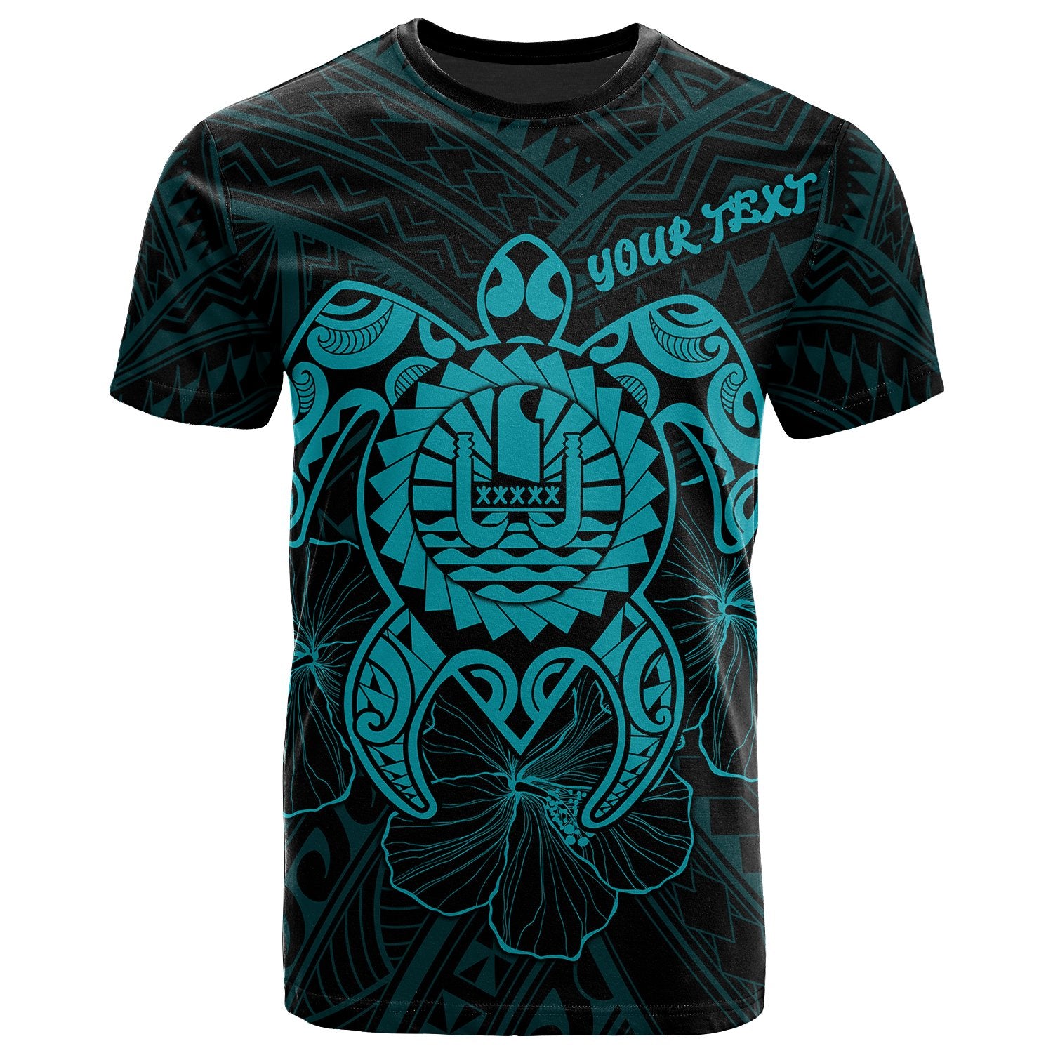 Tahiti Polynesian Custom T Shirt Vintage Polynesian Turtle (Turquoise) Unisex Turquoise - Polynesian Pride