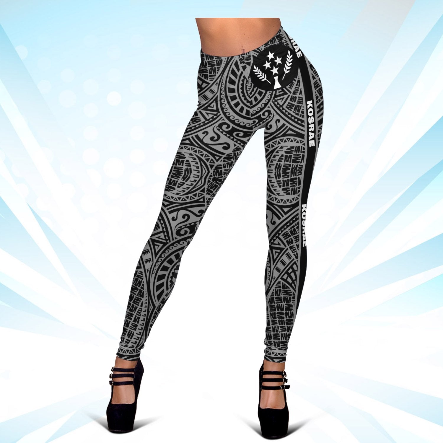 Kosrae Women's Leggings - Black Version Black - Polynesian Pride