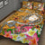 Fiji Custom Personalised Quilt Bed Set - Turtle Plumeria (Gold) - Polynesian Pride