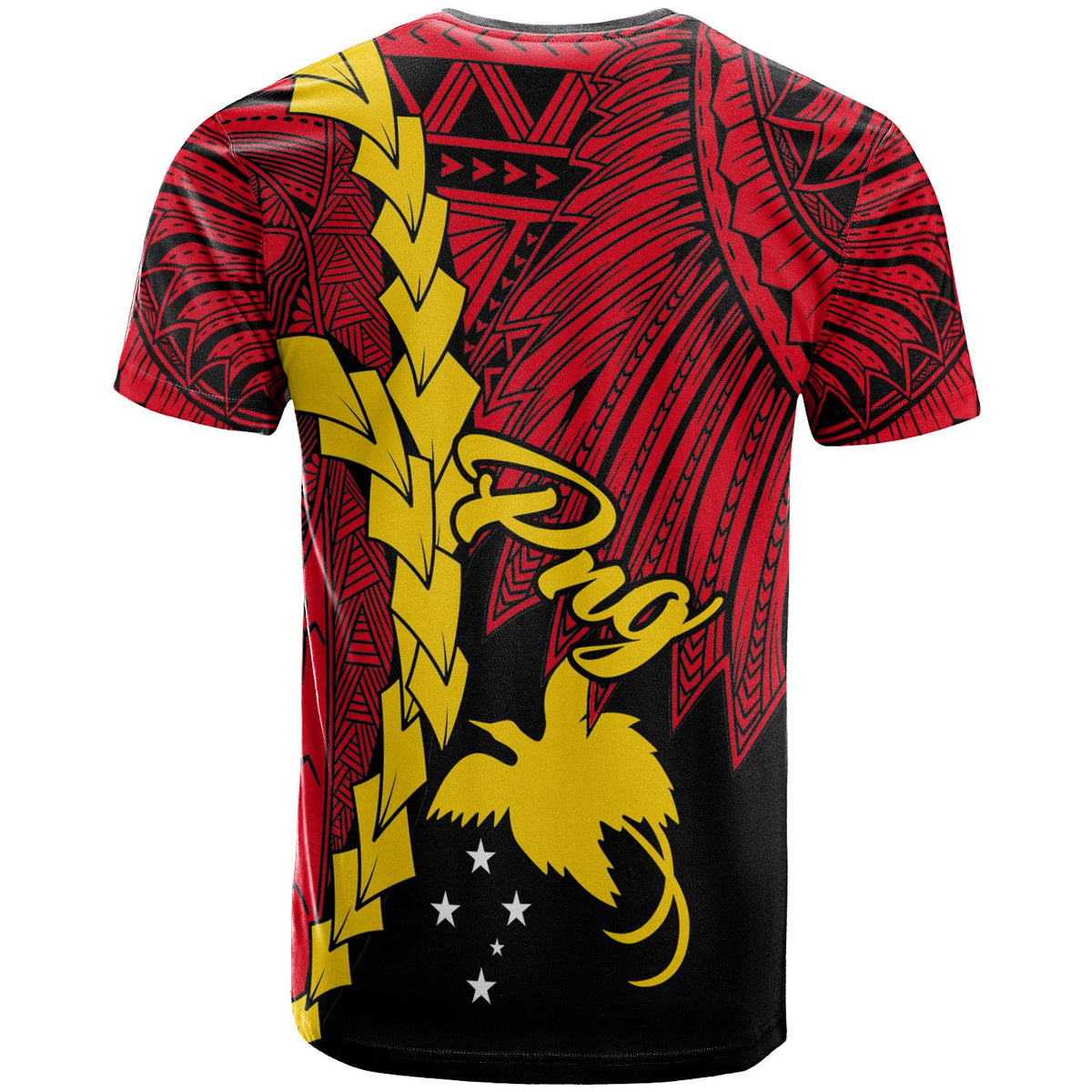 Papua New Guinea Polynesian T Shirt Tribal Wave Tattoo Flag Color - Polynesian Pride