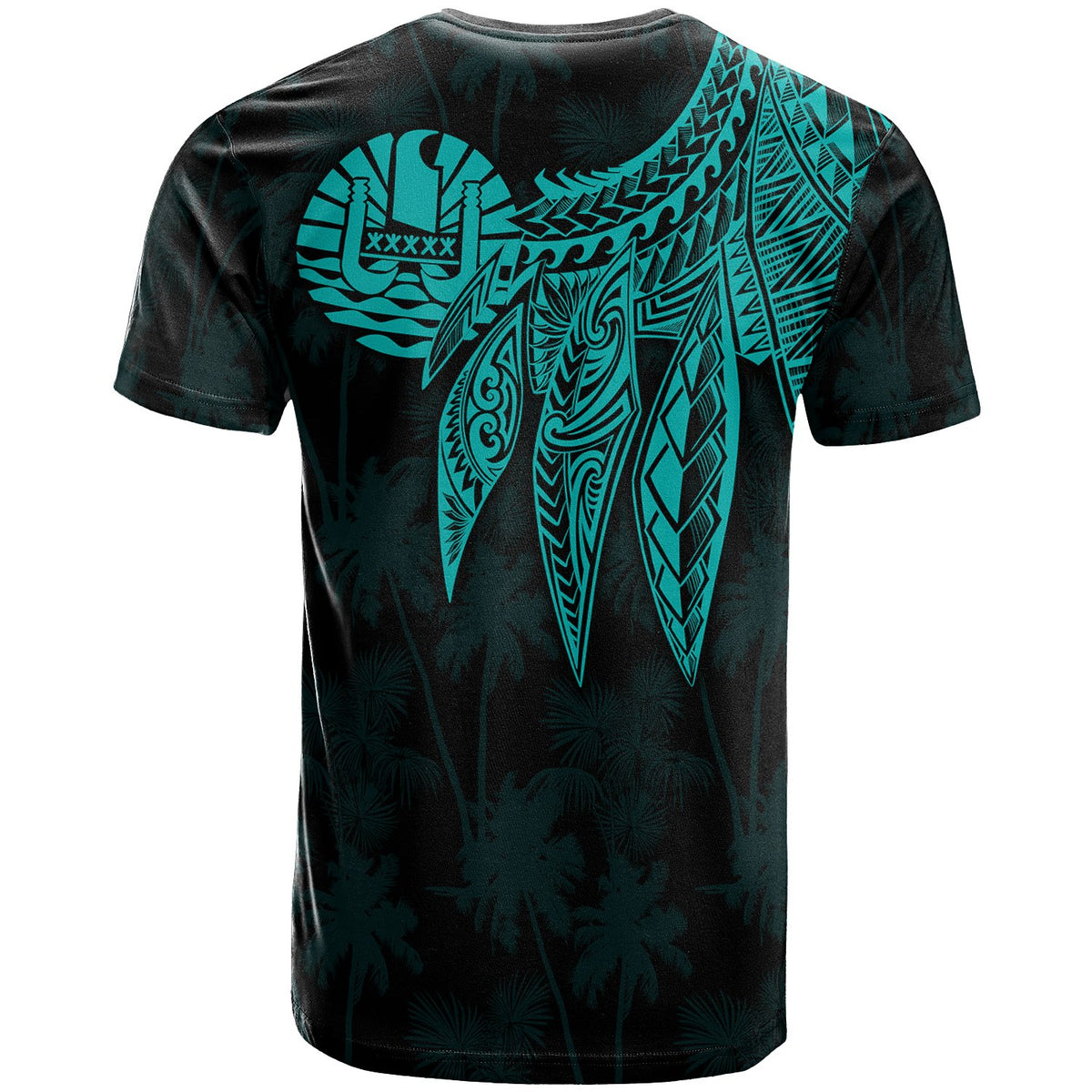 Tahiti Custom T Shirt Polynesian Wings (Turquoise) - Polynesian Pride