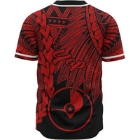 Yap Polynesian Custom Personalised Baseball Shirt - Tribal Wave Tattoo Red - Polynesian Pride