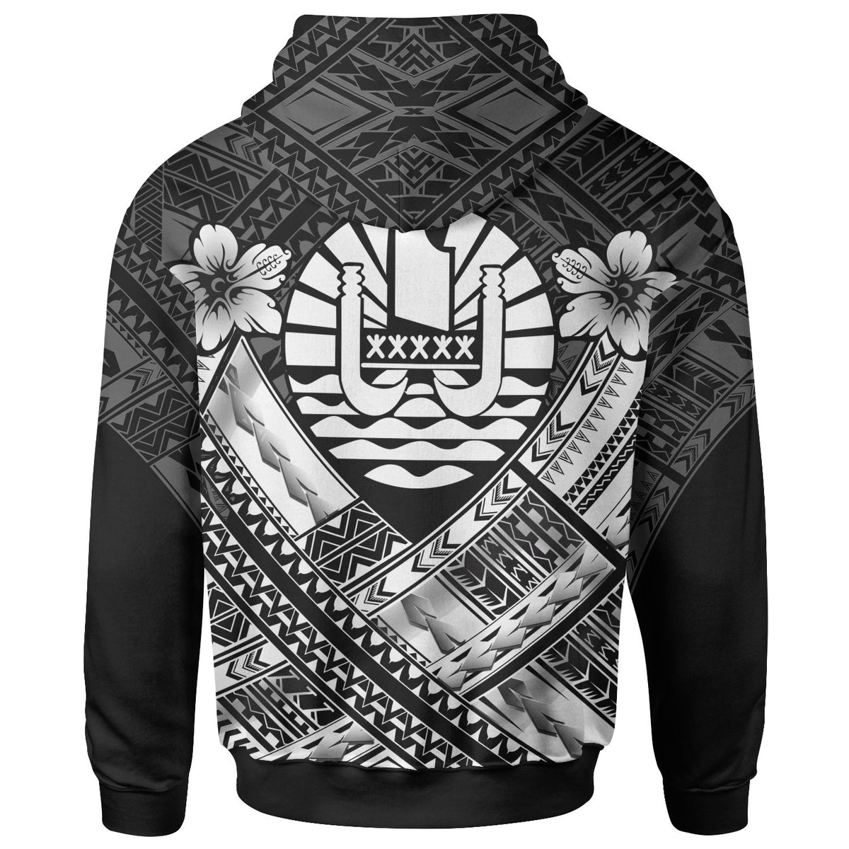 Tahiti Custom Polynesian Hoodie Tahiti White Seal Camisole Hibiscus Style - Polynesian Pride