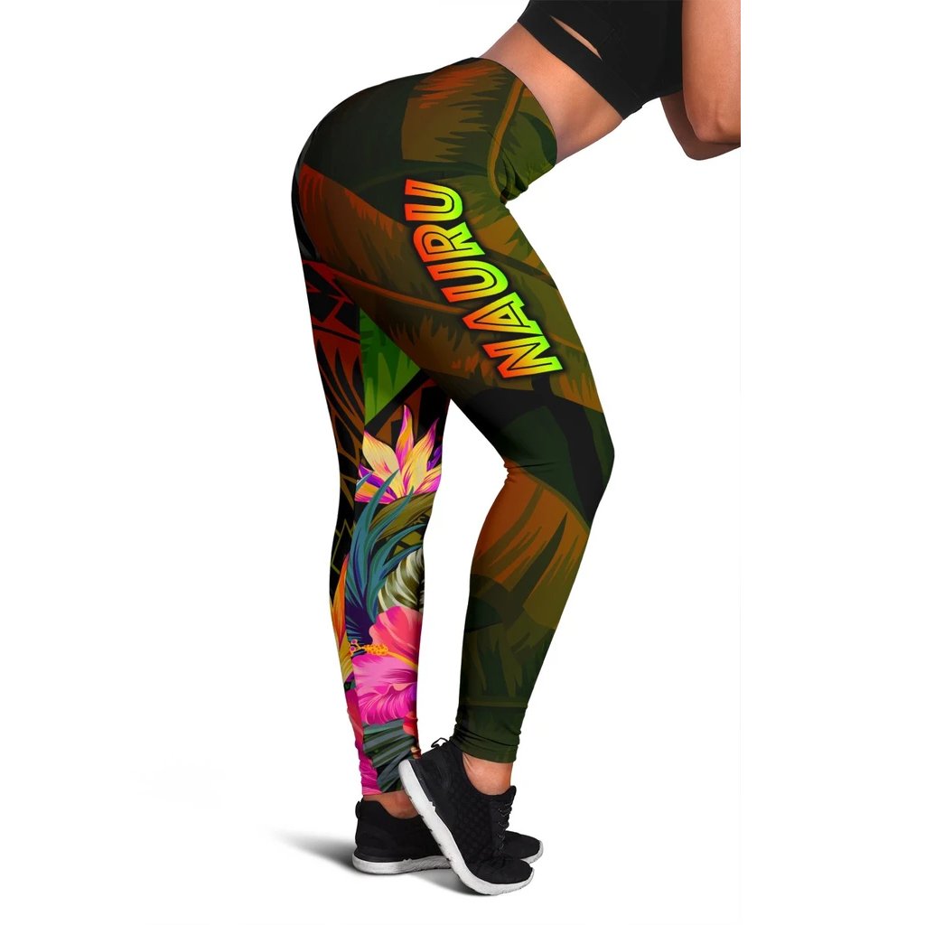 Nauru Polynesian Women's Leggings - Hibiscus and Banana Leaves Reggae - Polynesian Pride