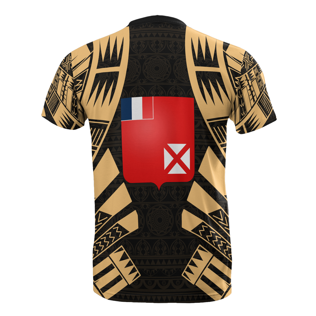 Wallis and Futuna T Shirt Wallis and Futuna Coat of Arms Polynesian Tattoo Gold Style - Polynesian Pride
