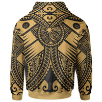 Chuuk Custom Zip up Hoodie Gold Seal with Polynesian Tattoo - Polynesian Pride