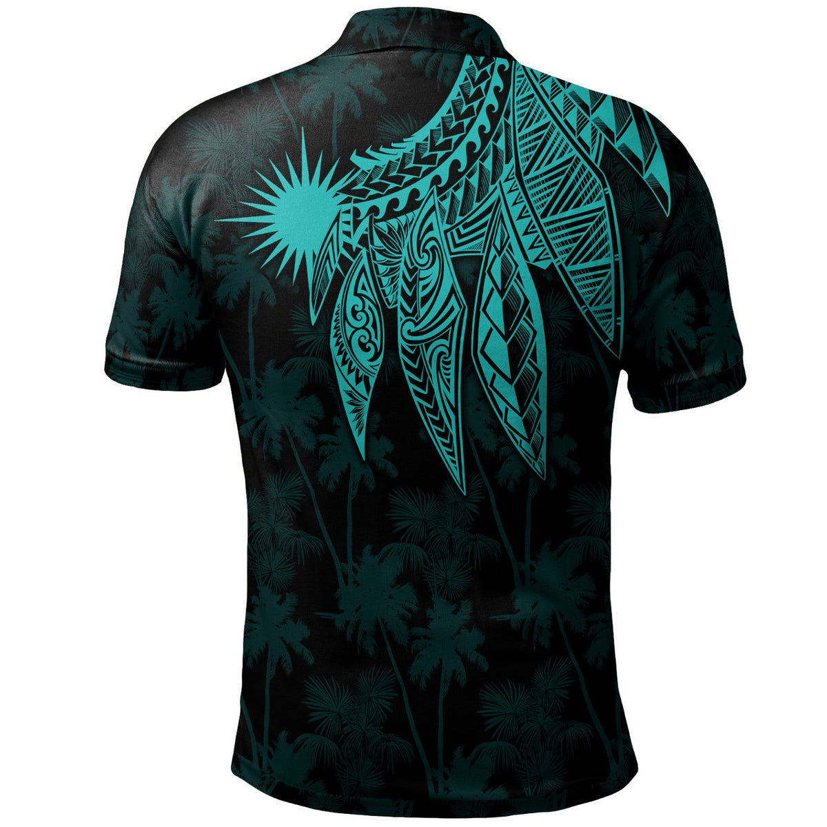 Marshall Islands Custom Polo Polynesian Wings (Turquoise) - Polynesian Pride