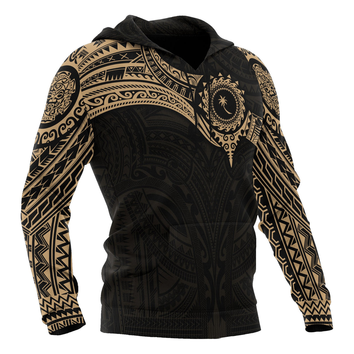 Chuuk Micronesian Hoodie Gold Heart Shield - Polynesian Pride