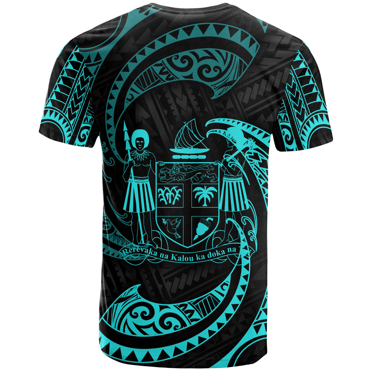 Fiji Polynesian Custom T Shirt Neon Blue Tribal Wave - Polynesian Pride