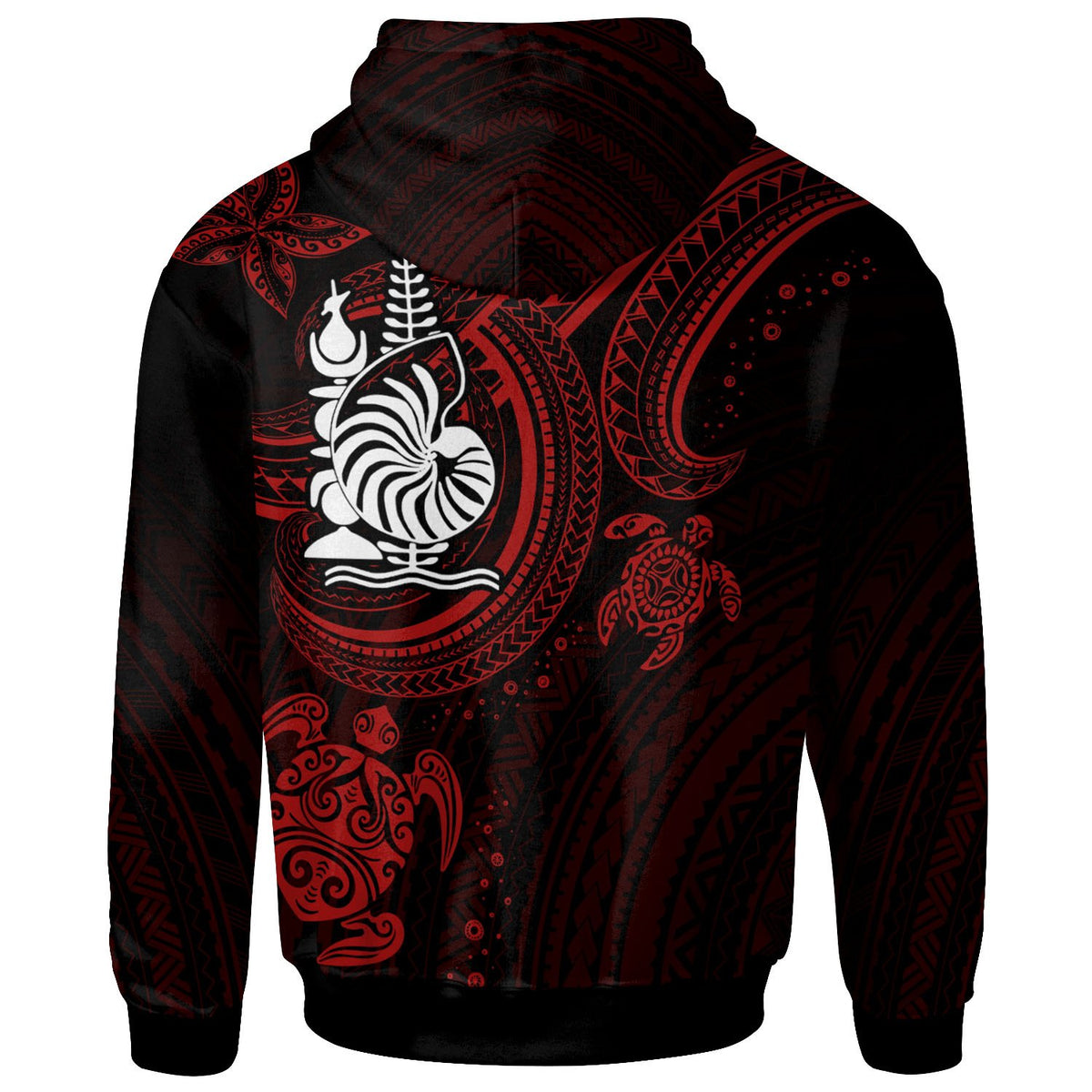 New Caledonia Custom Zip up Hoodie Red Turtle - Polynesian Pride
