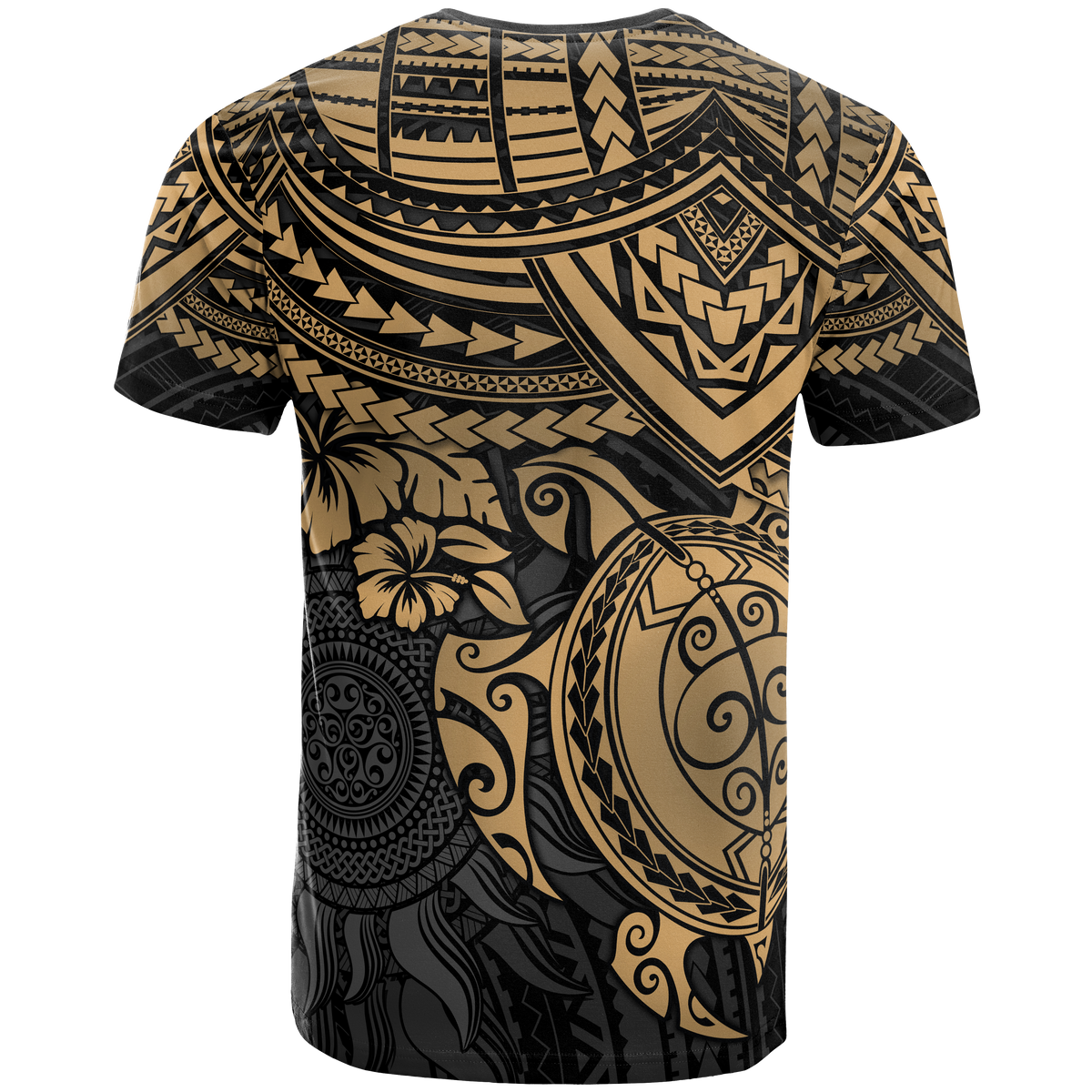 Polynesian T Shirt Polynesian Golden Turtle Hibiscus - Polynesian Pride