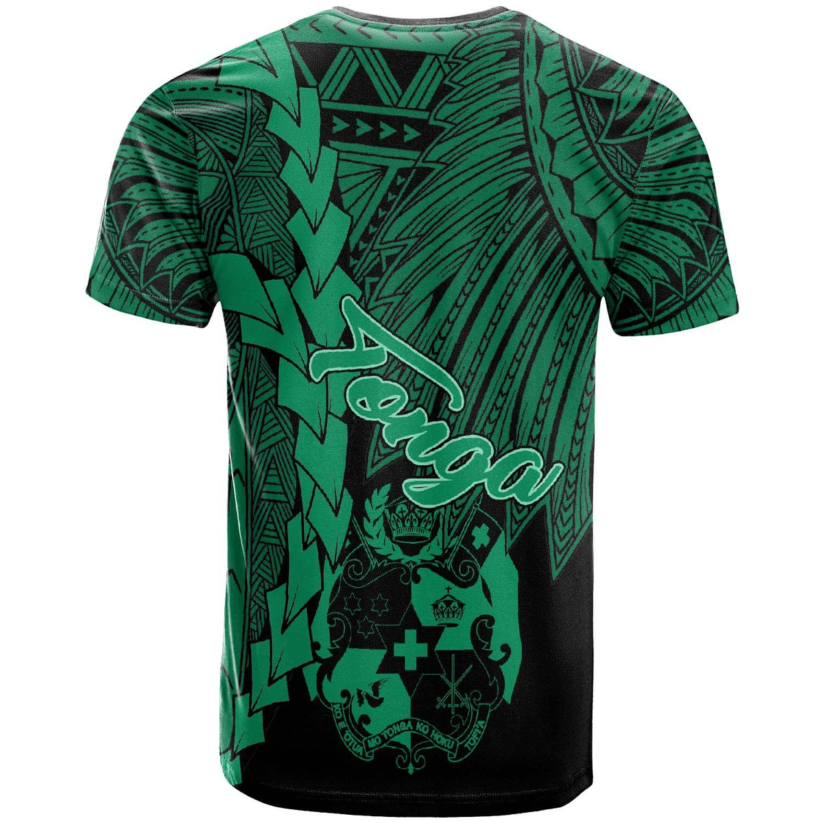 Tonga Polynesian Custom T Shirt Tribal Wave Tattoo Green - Polynesian Pride
