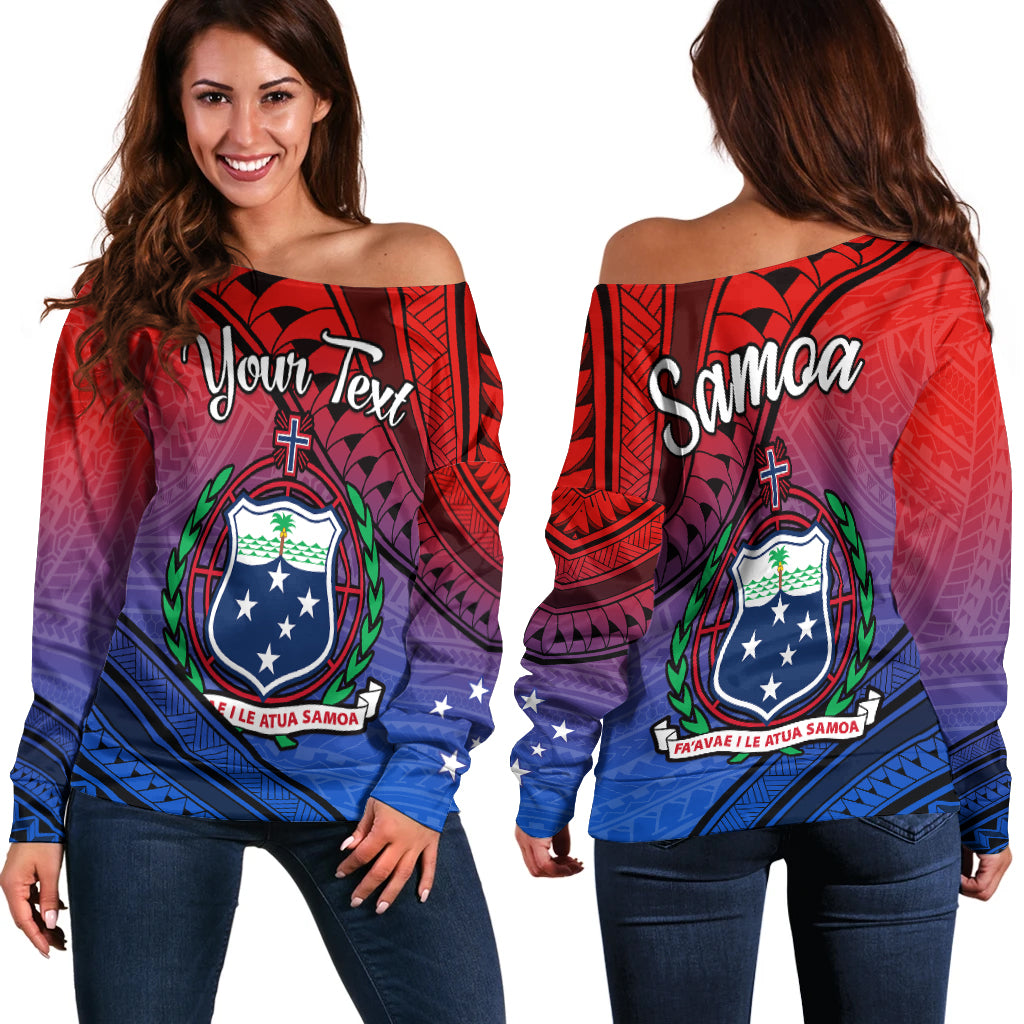 (Custom Personalised) Samoa Off Shoulder Sweater Style Gradient Sporty Original LT13 Women Gradient - Polynesian Pride