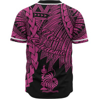 New Caledonia Polynesian Custom Personalised Baseball Shirt - Tribal Wave Tattoo Pink - Polynesian Pride