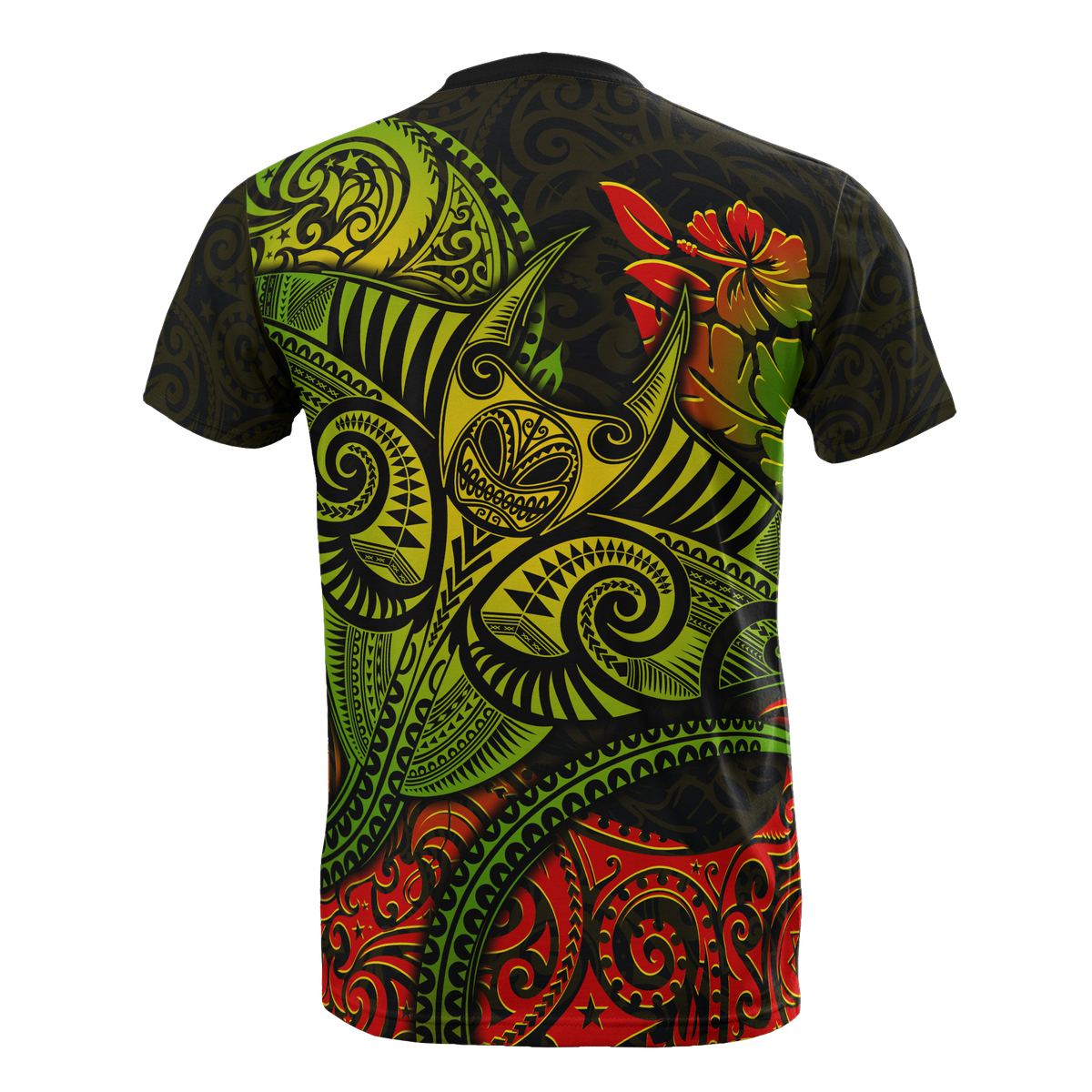 Hawaii T Shirt Polynesian Hibiscus Manta Ray - Polynesian Pride