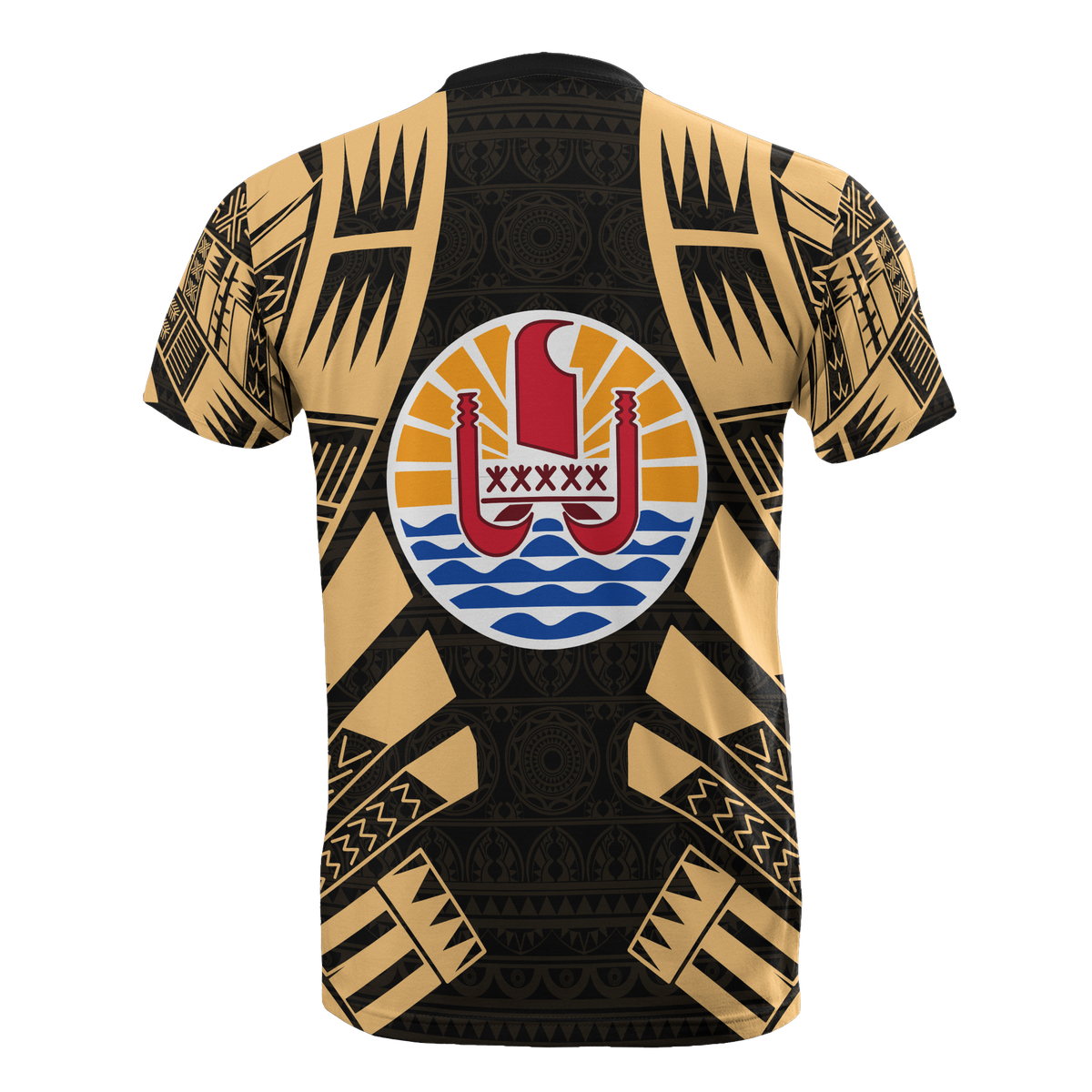 Tahiti T Shirt Tahiti FLag Polynesian Tattoo Gold Style - Polynesian Pride