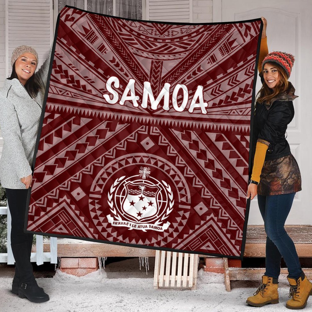 Samoa Quilt - Samoa Seal In Polynesian Tattoo Style (Red) Red - Polynesian Pride