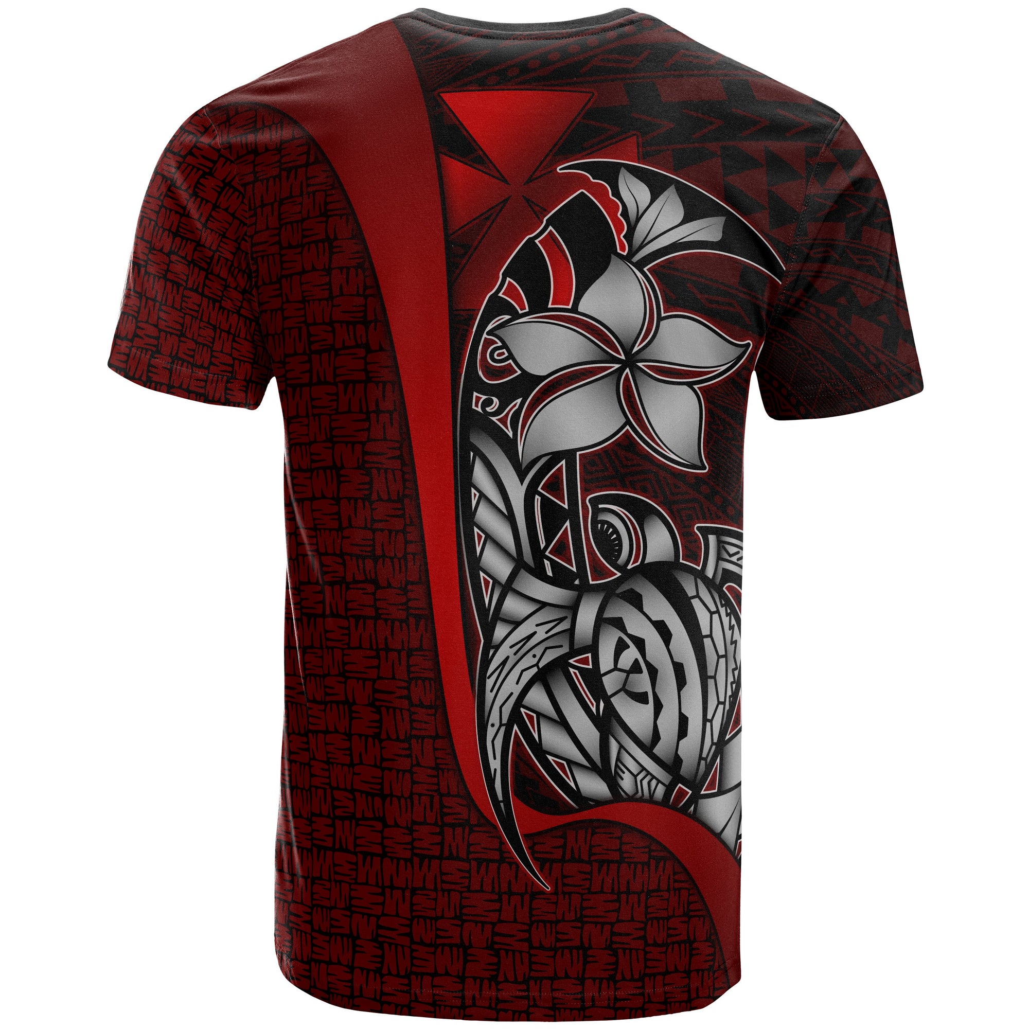 Wallis and Futuna Polynesian T Shirt Red Turtle with Hook Unisex RED - Polynesian Pride