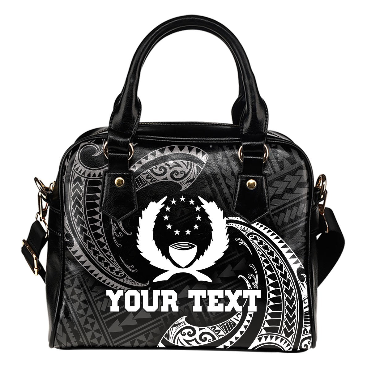 Pohnpei Micronesia Custom Personalised Shoulder Handbag - White Tribal Wave One Size Black - Polynesian Pride