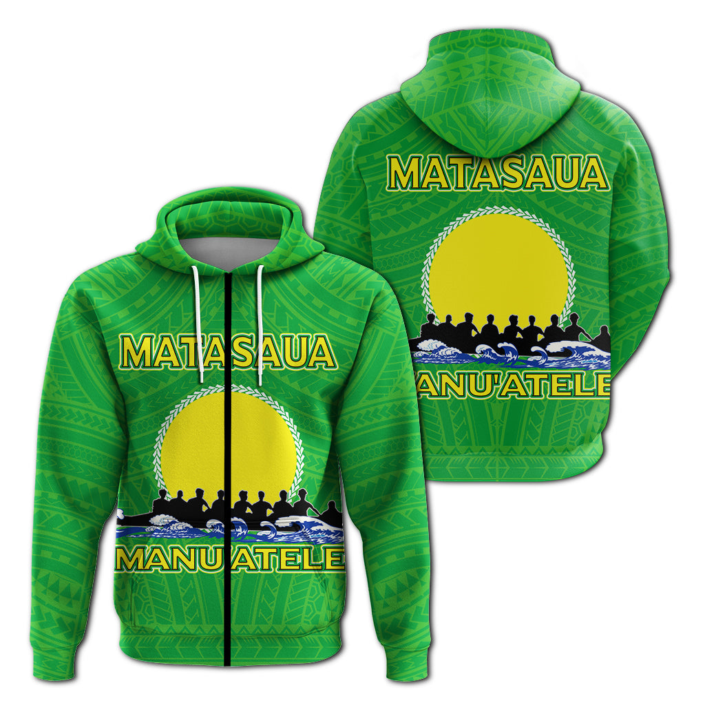 American Samoa Zip up Hoodie Matasaua Manua Pride LT12 Unisex Green - Polynesian Pride