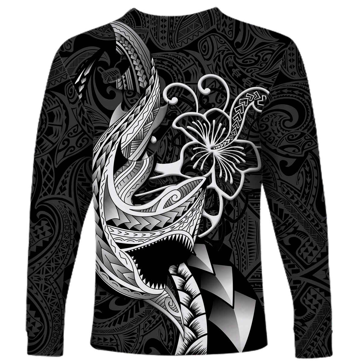 (Custom Personalised) Polynesian Shark Tattoo Hawaii Tribal Long Sleeve Shirt - LT12 - Polynesian Pride