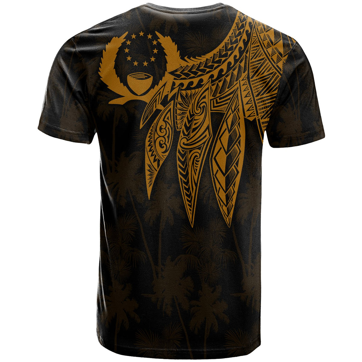 Pohnpei Custom T Shirt Polynesian Wings (Golden) - Polynesian Pride