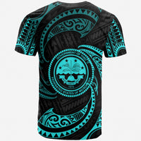 Federated States of Micronesia Custom T Shirt Neon Blue Tribal Wave - Polynesian Pride