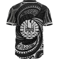 Tahiti Polynesian Baseball Shirt - White Tribal Wave - Polynesian Pride