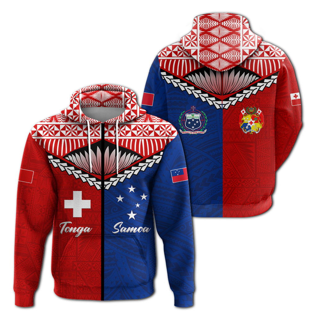 Tonga Combine Samoa Pride Zip Hoodie LT12 Unisex Red - Polynesian Pride