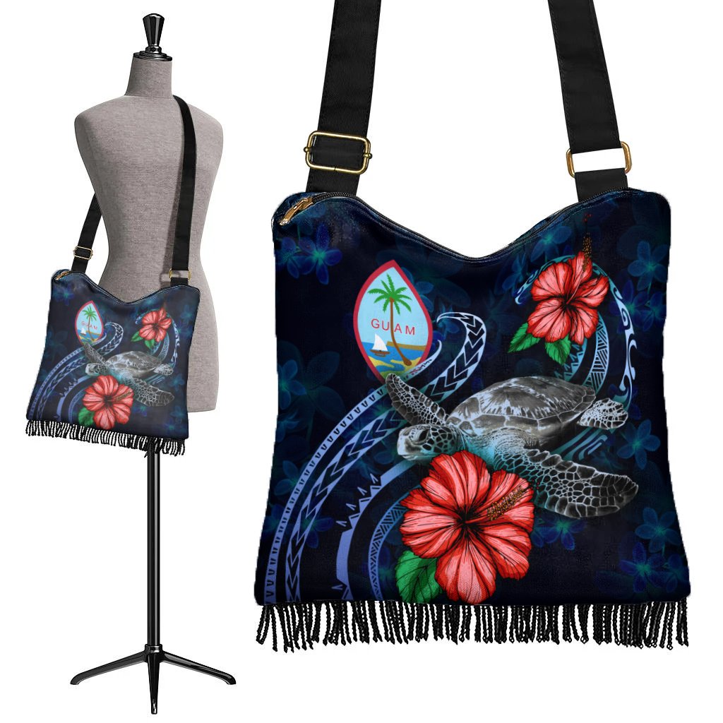 Guam Polynesian Boho Handbag - Blue Turtle Hibiscus - Polynesian Pride