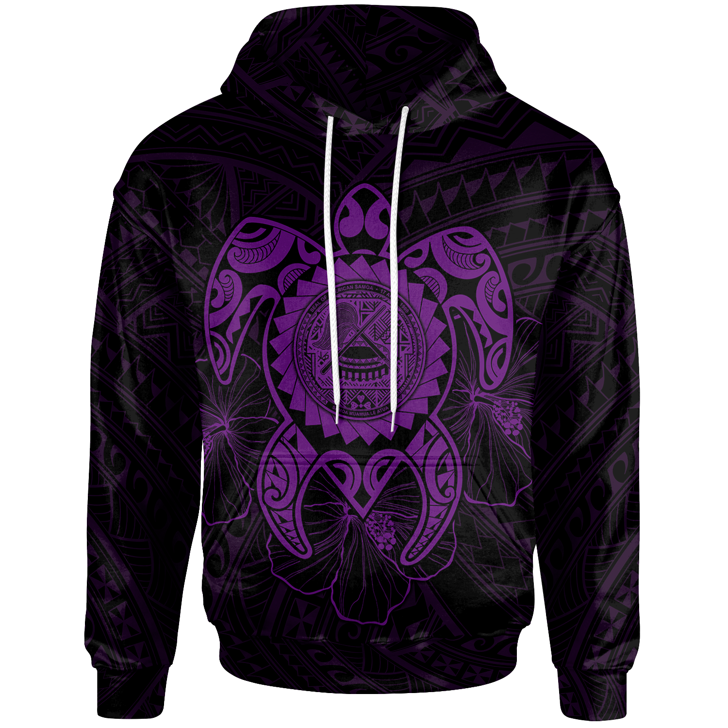 American Samoa Polynesian Hoodie Vintage Polynesian Turtle (Purple) Unisex Purple - Polynesian Pride