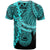 American Samoa Polynesian T Shirt Tribal Wave Tattoo Neon Blue - Polynesian Pride