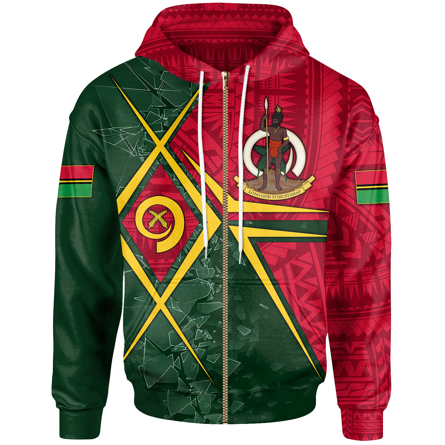 Vanuatu Zip up Hoodie Vanuatu Legend Unisex Red - Polynesian Pride