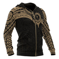 Chuuk Micronesian Zip up Hoodie Gold Heart Shield - Polynesian Pride