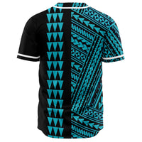 Hawaii Polynesian Kakau Baseball Jersey V.3 - Freestyle - Blue - Polynesian Pride