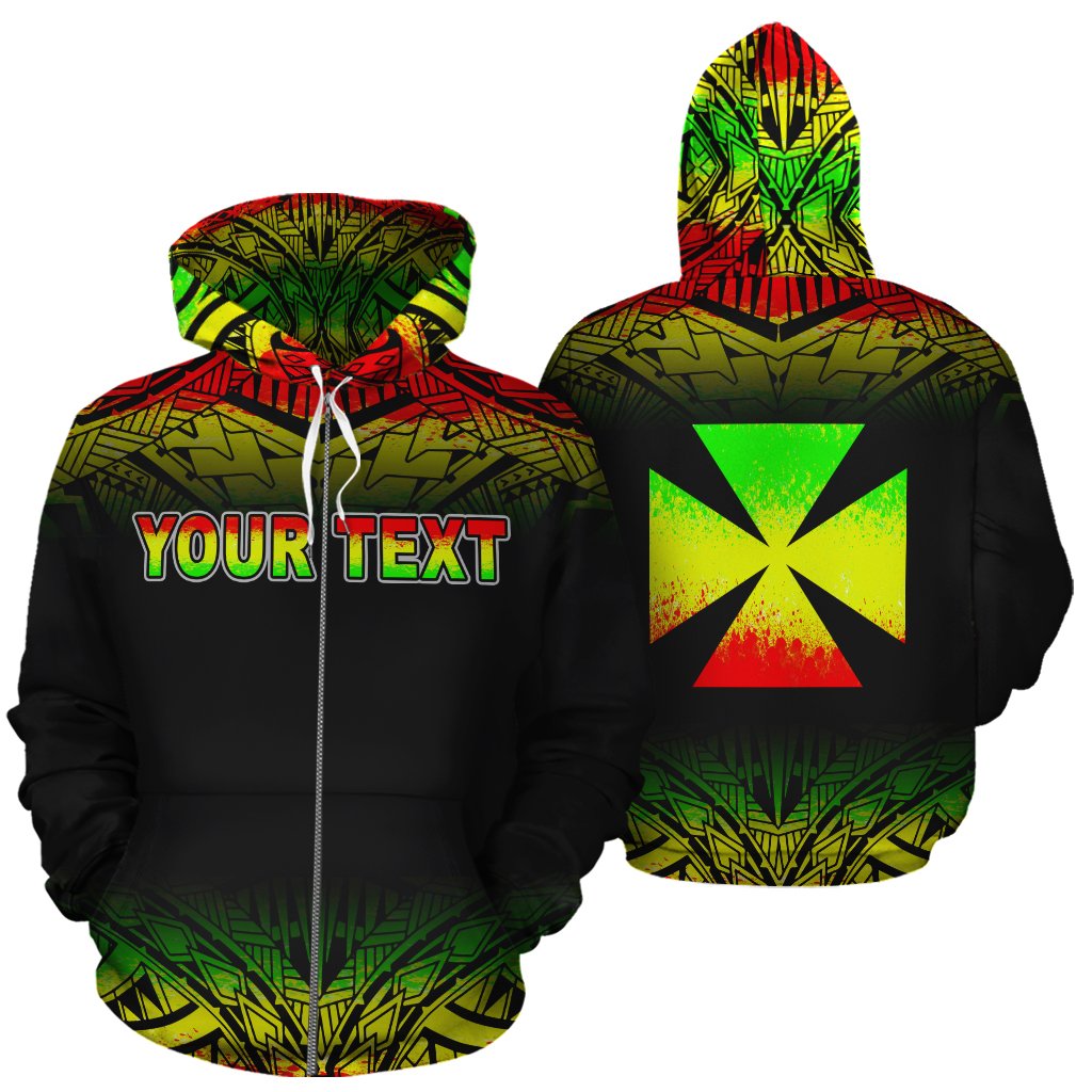 Wallis and Futuna Polynesian Custom Zip up Hoodie Reggae Frog Unisex Reggae - Polynesian Pride