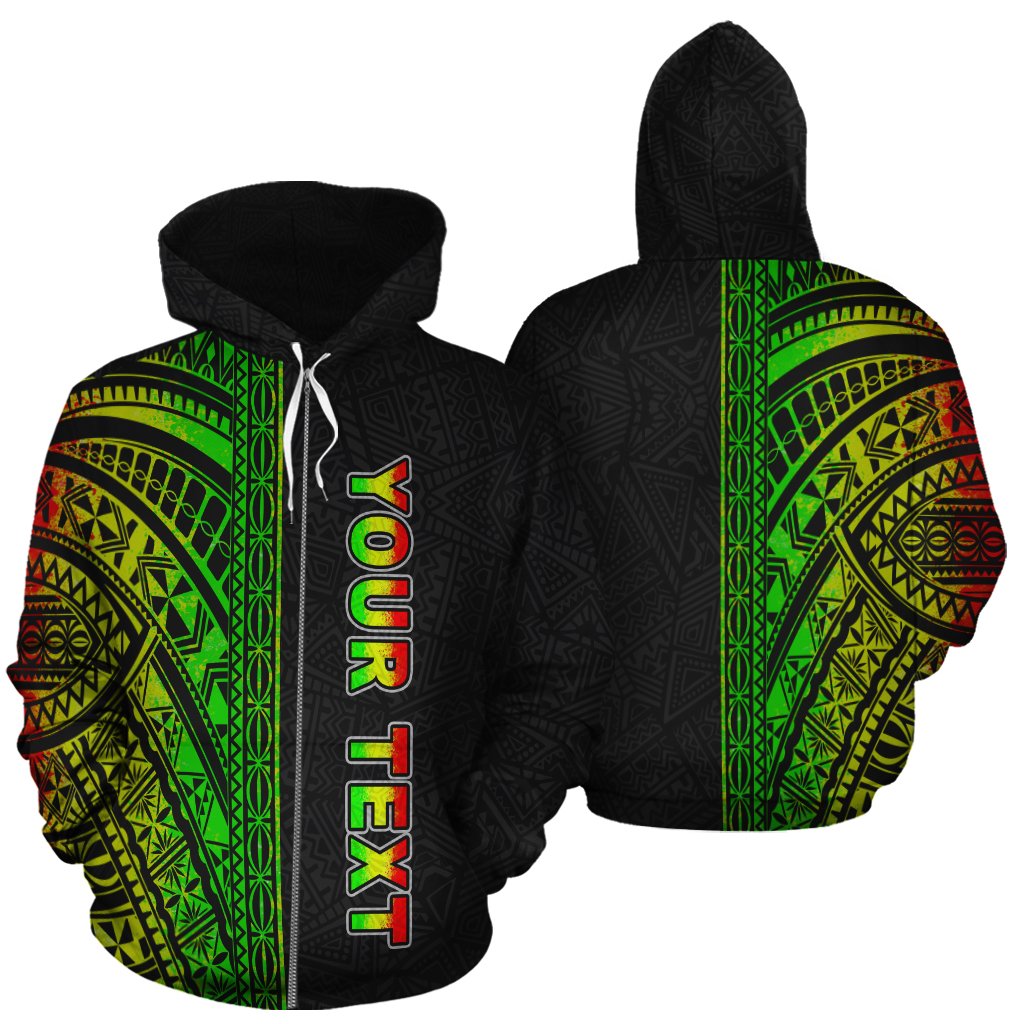 Polynesian Custom Zip up Hoodie Reggae Poly Line Unisex Reggae - Polynesian Pride