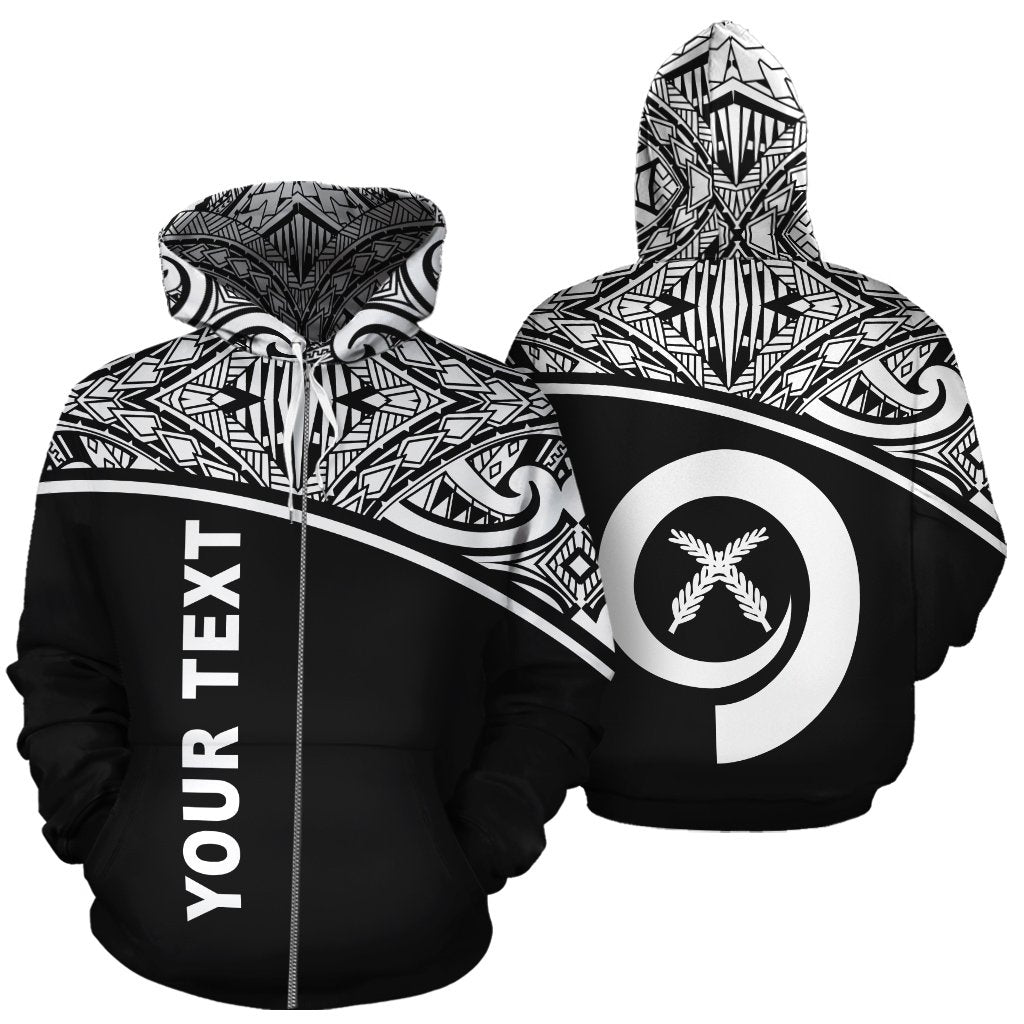 Vanuatu Polynesian Custom Zip up Hoodie Black Curve Unisex Black - Polynesian Pride