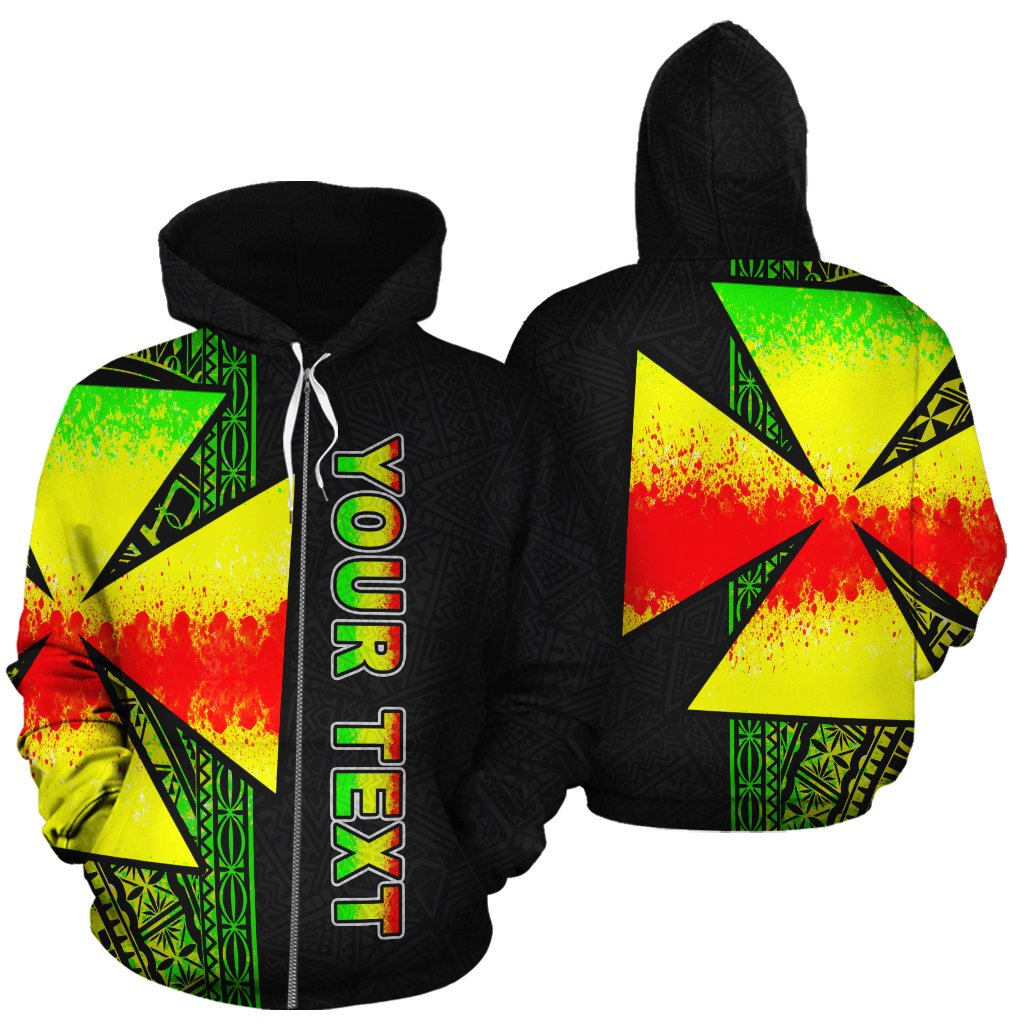 Wallis and Futuna Polynesian Custom Zip up Hoodie Reggae Line Unisex Reggae - Polynesian Pride