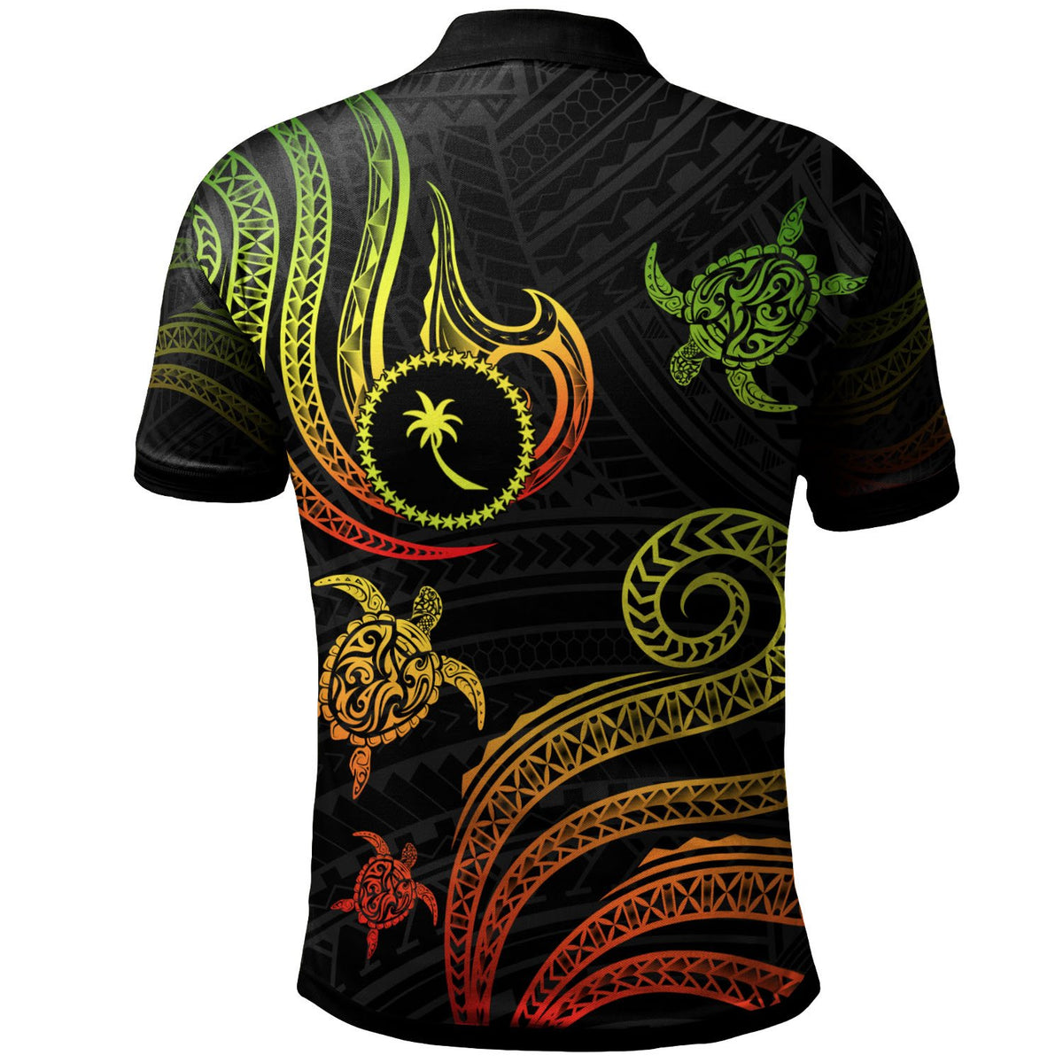 Chuuk Polo Shirt Polynesian Turtle With Pattern Reggae - Polynesian Pride